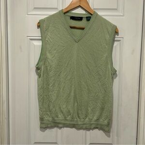 BOBBY JONES COLLECTION Men’s Sweater Vest V-Neck Silk Cashmere Golf Green Large